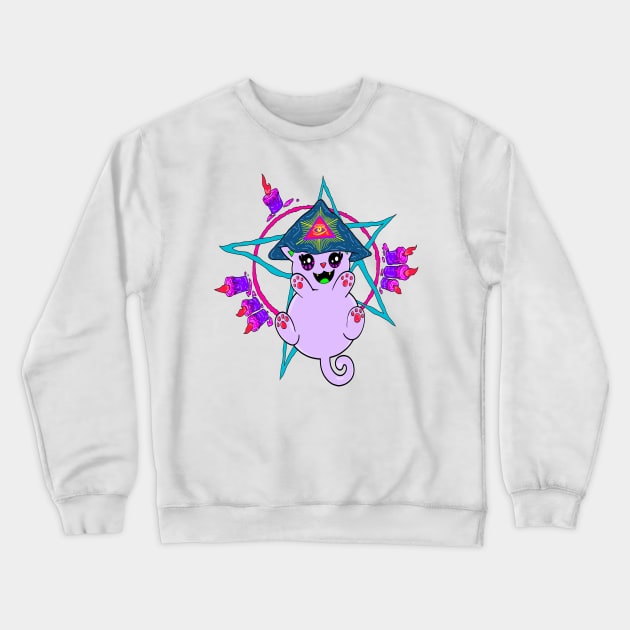 Aleister Meowley (Red Flames) Crewneck Sweatshirt by OneEyedGuy